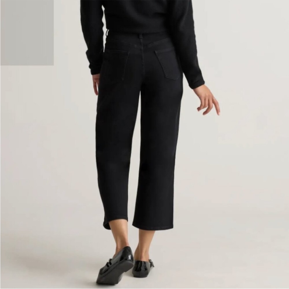 Quince Women’s 29 Wide Leg Cropped Jeans Flat Front Denim Black High Rise Casual
